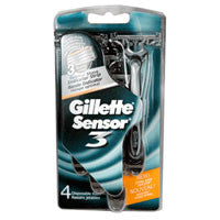 Gillette Sensor 3 Disposable Razor With Optimal Shave Indicator Strip , 4 Ea
